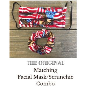 Homemade:(USA)”America” face mask/scrunchie combo